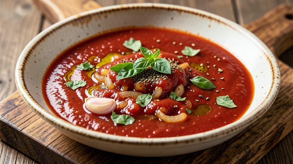 Authentic Tomato Sauce Recipe from Italy: Simmered San Marzano Sweetness With Fresh Basil