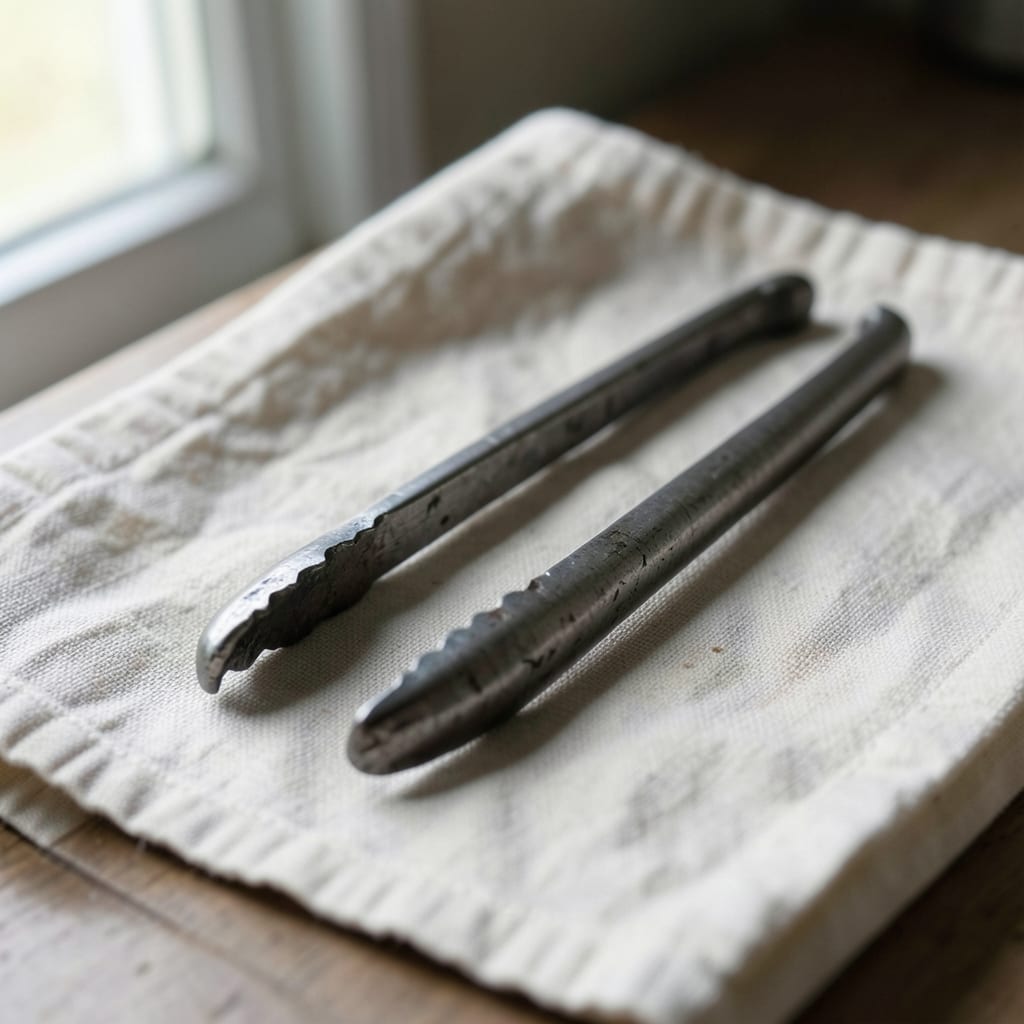 The metal tongs
